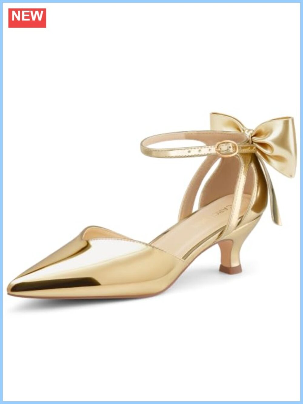 Kitten Heel Pump with Bow Pointed Toe Ankle Strap Wedding Shoe